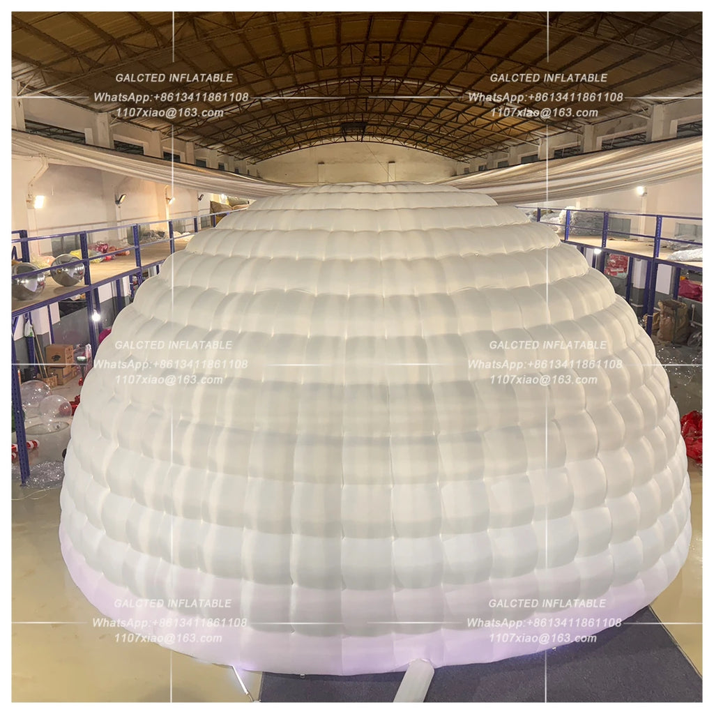 Outdoor Half Dome Inflatable Igloo Tent with LED Lights and Blower Oxford Material White Party Event Shelter for Events Weddings