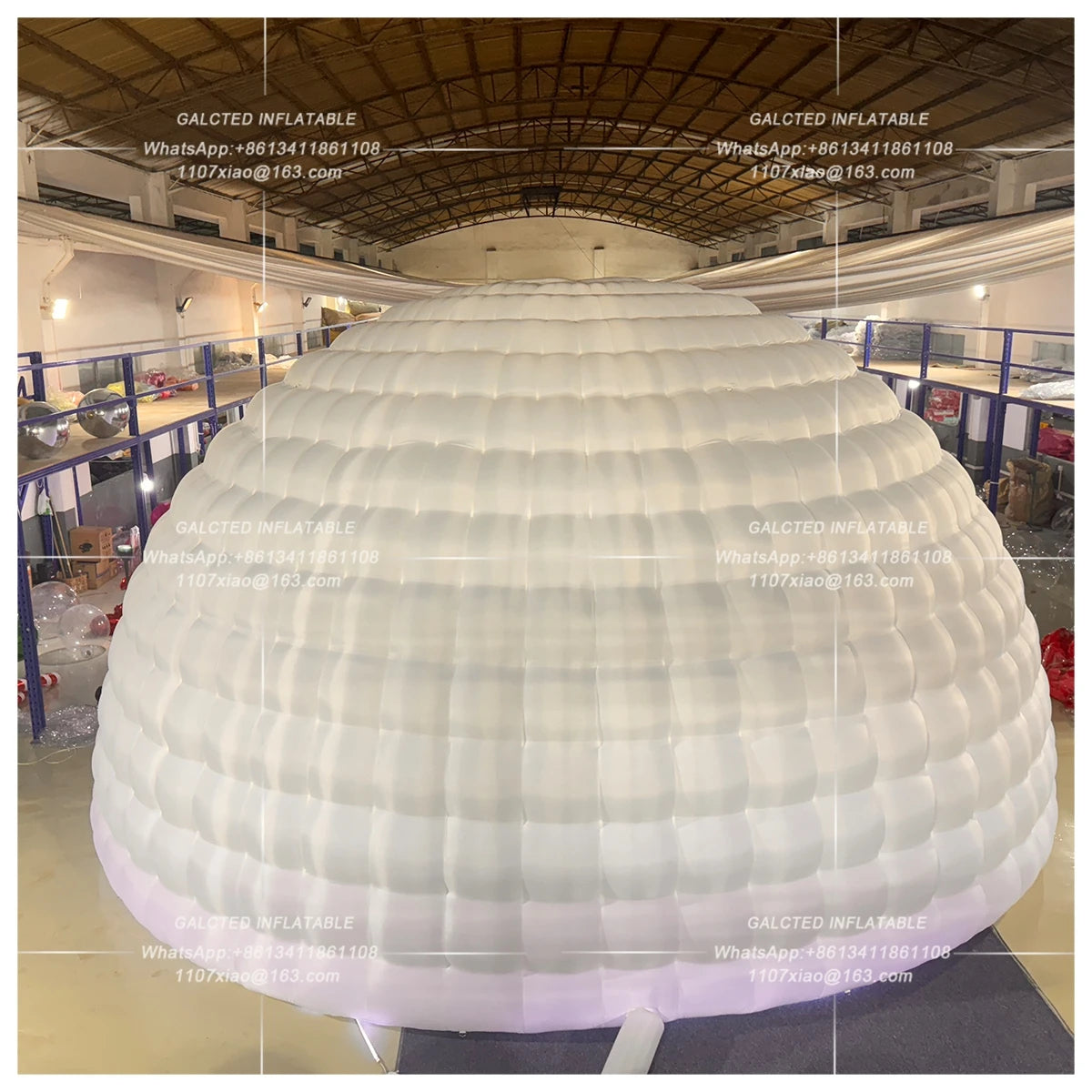 Outdoor Half Dome Inflatable Igloo Tent with LED Lights and Blower Oxford Material White Party Event Shelter for Events Weddings