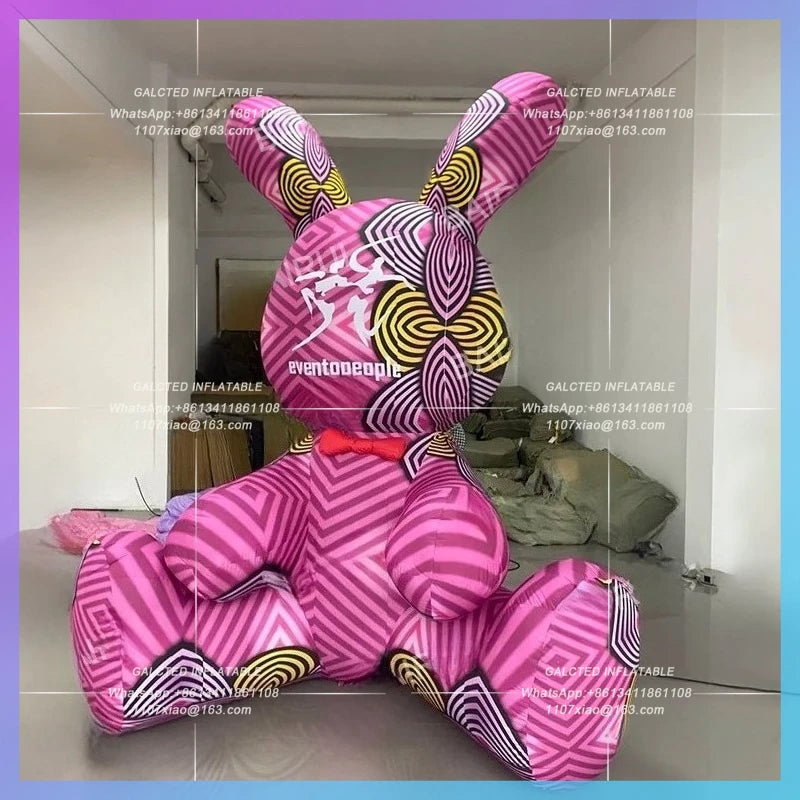 inflatable striped rabbit cartoon Outdoor festival decoration red rabbits animal for jewellry gift store advertising prop