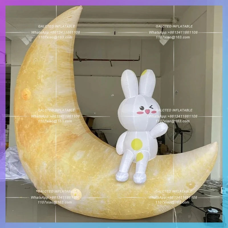 Rabbit Model mid-autumn Inflatable cartoon Moon Festival decoration can be hung bar shopping atrium lighting layout