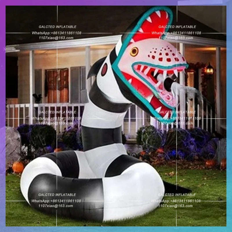 inflatable snake model with 2 heads Halloween decoration giant LED lighting  wild animal balloon for party display