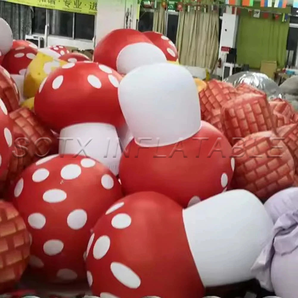 Garden Decoration 2024 New Pvc Airtight Inflatable Mushroom With Led Lights Giant Mushroom Model Sealed Plant Air Balloon For