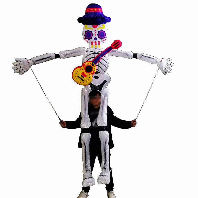 Inflatable Halloween Skeleton Clown - Interactive Walking Prop for Malls, Scenic Spots, Haunted Houses, and Bars