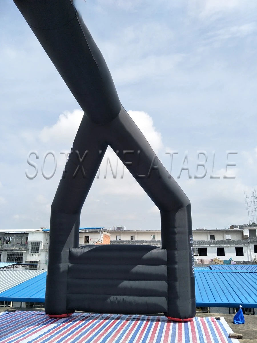 for Energy run race 9.5m W *5m H giant inflatable finish line arch with FINISH banner on side view in black color stands well