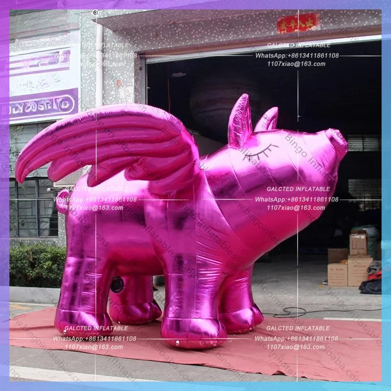 Inflatable Flying Pig with Wings Inflatable Flying Pig Balloon 3.7x3.7x2.5 Meters Rose Gold Giant -Inflatable Toys