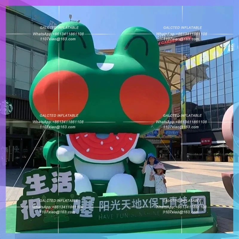 summer theme custom Inflatable watermelon frog air model IP Camping Farm Bazaar bar stage interactive lighting props
