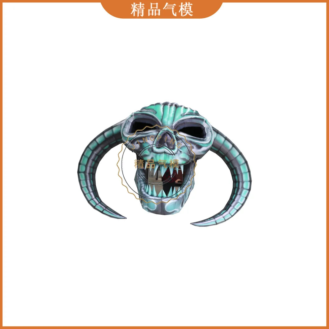 Giant Inflatable Skull Clown with Horns - Perfect for Halloween Atmosphere, Bar Decor, and Mall Displays