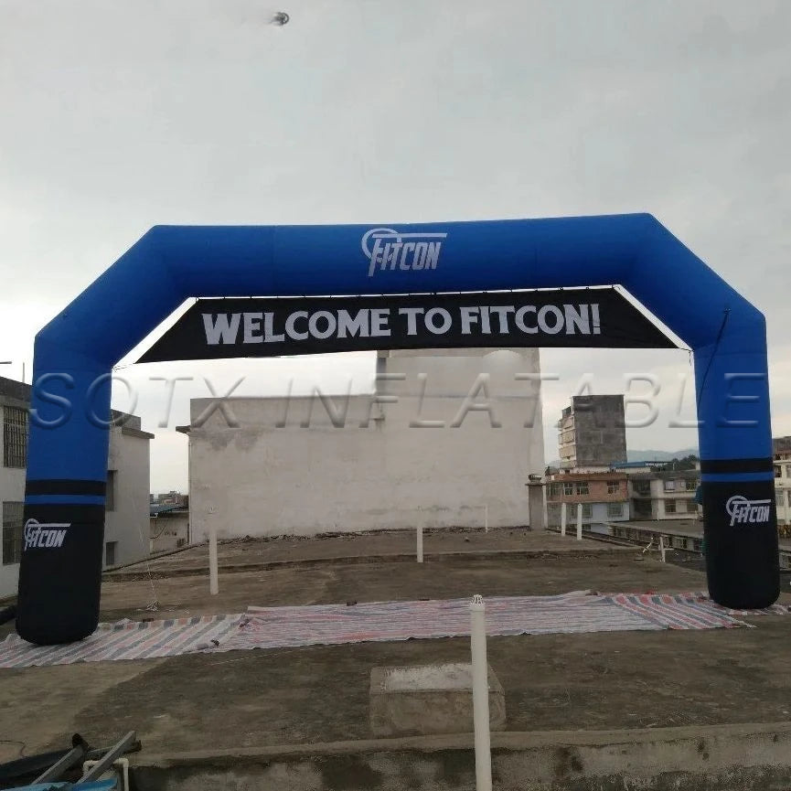 Remove Banner Customized Blue and Black Inflatable Sport Arch Start Finish Line for Racing with
