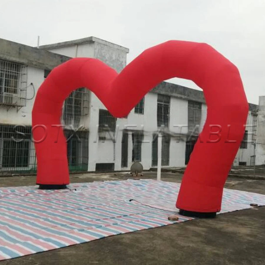 Valentine's Day decoration Free standing inflatable heart shaped arch with 2 pcs 63cm diameter bases and fans for wedding/