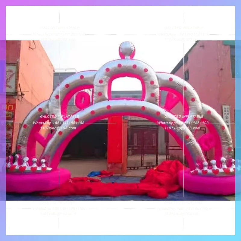golden round inflatable wedding outdoor silvery Customized  entrance arches circus inflatable crown arch for party decoration