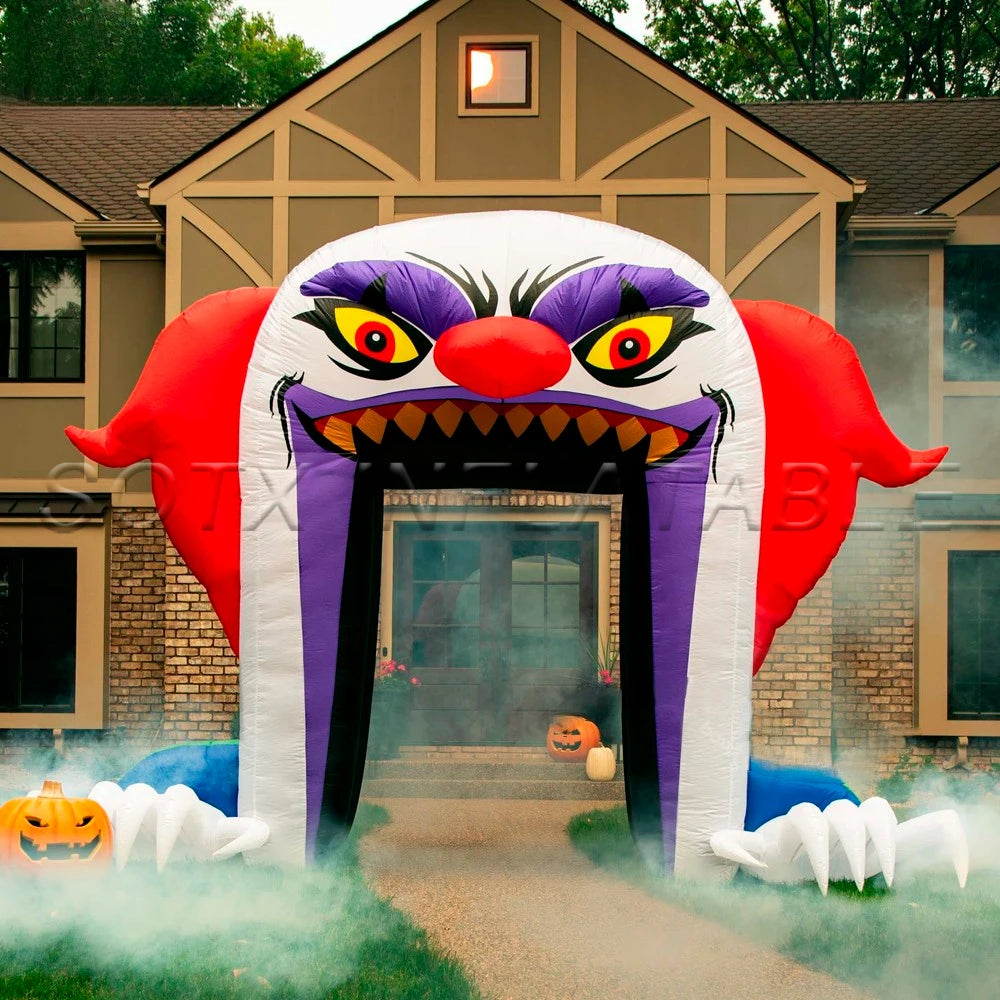For AdvertisingHalloween Festival Devil Inflatable Clown Archway Decoration Scary Tunnel Arch For Advertising