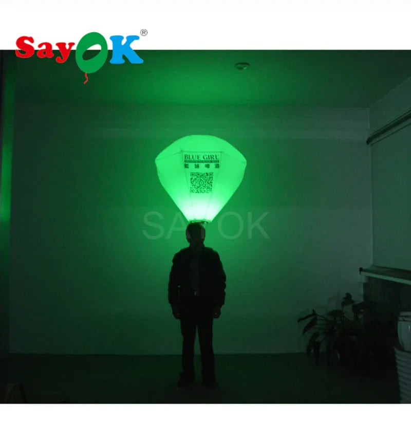 0.8m LED Inflatable Diamond Balloon Walking Inflatable Diamond Backpack Balloon for Advertising Party Show Promotion