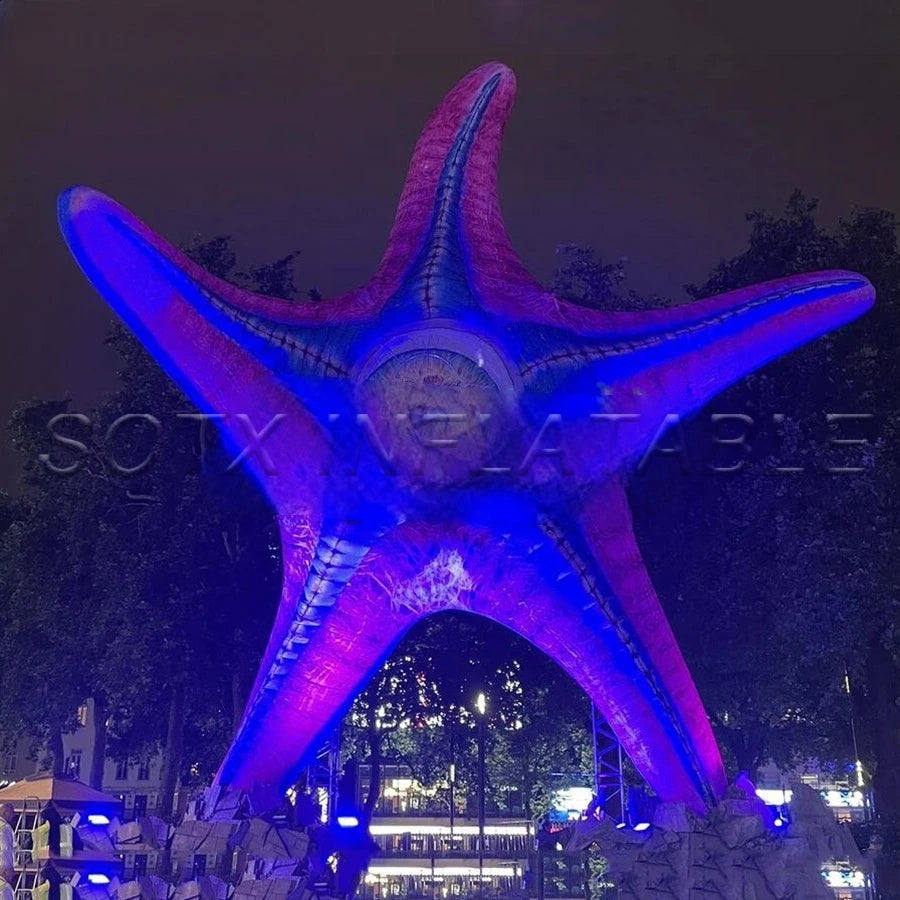 Building Wall Decoration Amazing Inflatable Starfish Monster with Led Lights Star-shaped Sea Animal Model With One Eye For