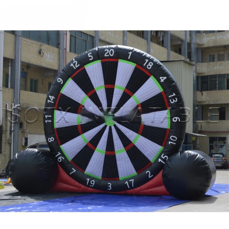 Sport Game Party 5mH PVC Inflatable Soccer Darts Board Giant Inflatable Football Darts Dartboard Games with Footballs for