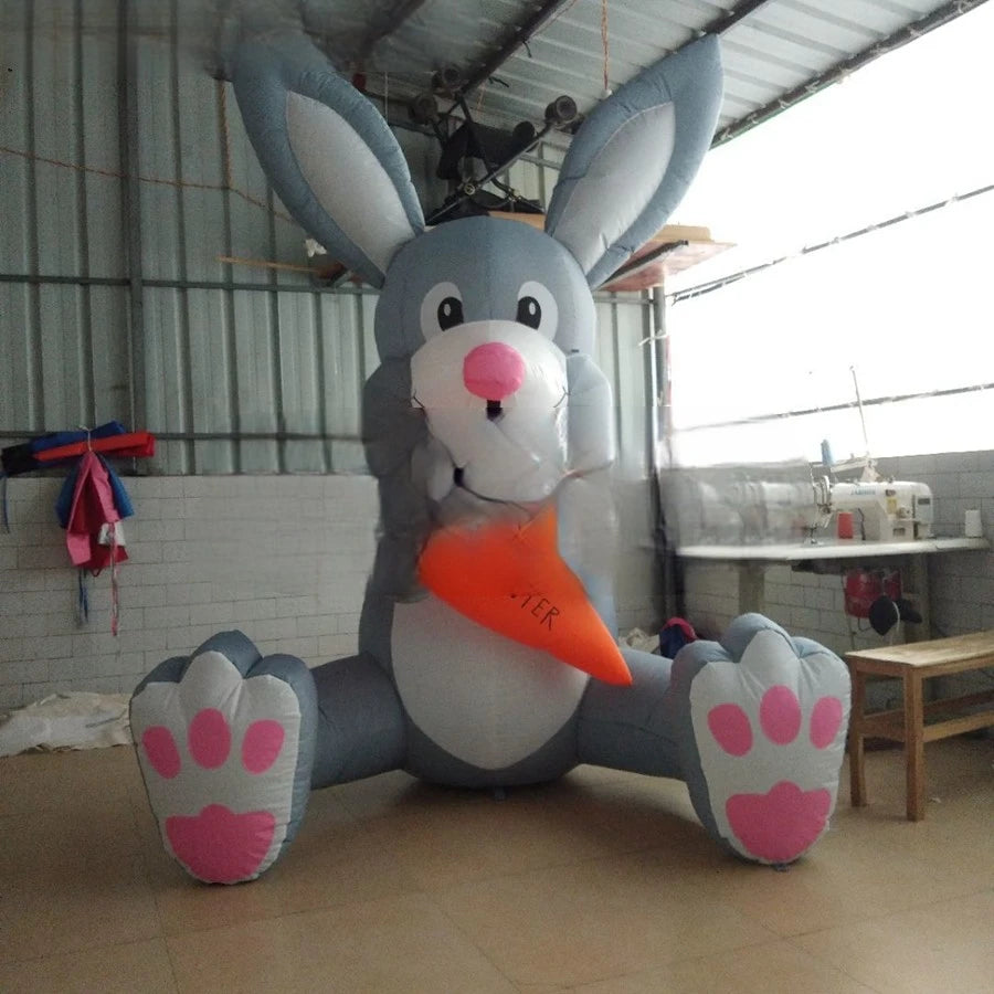 Advertising and Parties Inflatable Easter Bunny Decoration "Sitting Rabbit with a Big Carrot in Hand" Cartoon Decorations for
