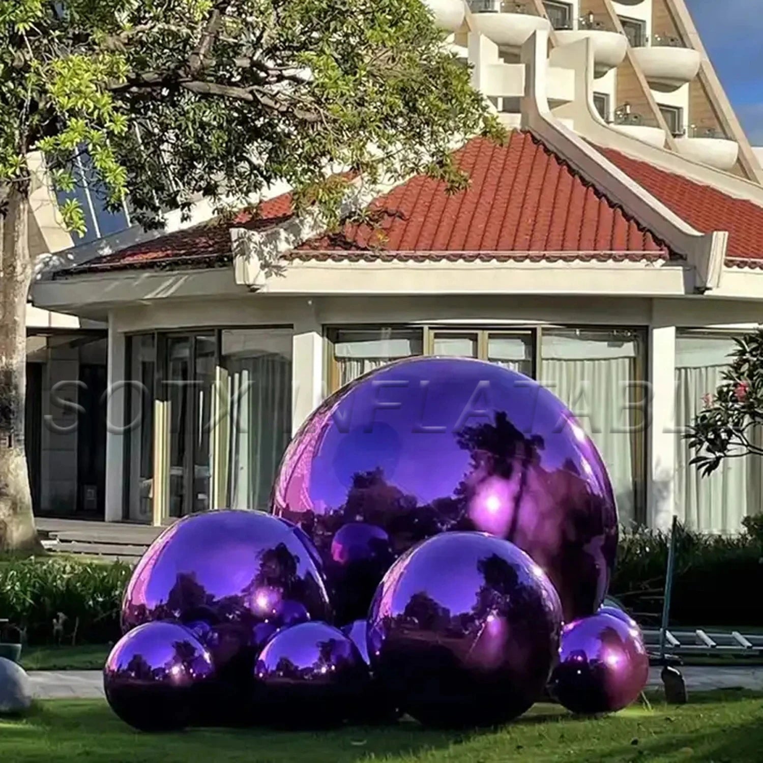 Event Decor Backdrops Giant Purple Inflatable Mirror Ball Chameleon Disco Mirror Balloon Air Sealed Hanging Spheres For Party