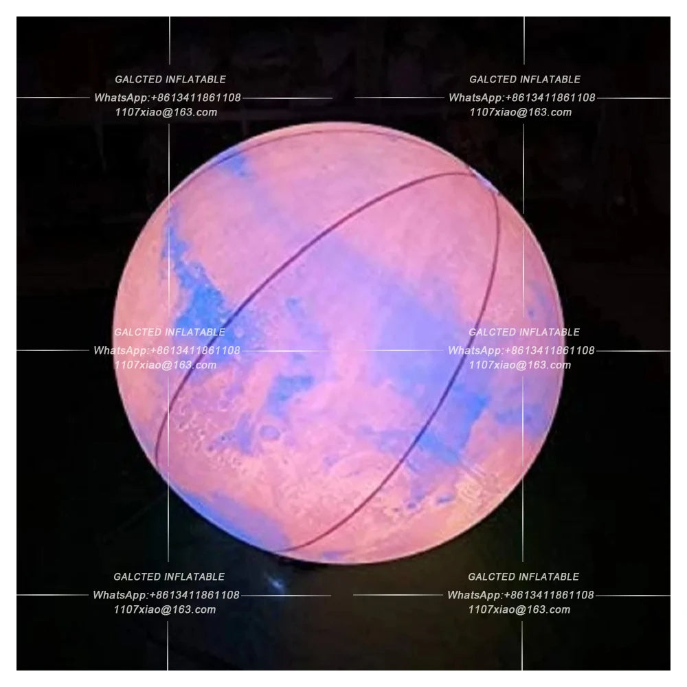Giant Inflatable Mars Ball With LED Lights PVC airtight Planet Balloon Event Party Show Stage Decoration Advertising Hanging