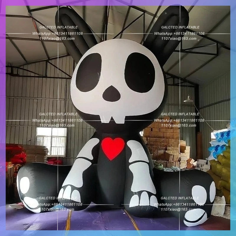 rabbits halloween animal decoration Giant scary inflatable rabbit cartoon black prop terror city rabbit air model