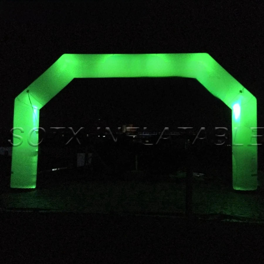 night run on USA 8x4m Printed tubular angled arches,glowing inflatable start finish line archway for