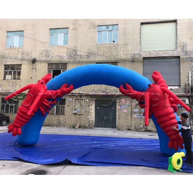 Yard Decor 7.5m Inflatable Lobsters Arch with Lobsters Inflatable Advertising Archway with Air Blower for Outdoor Holiday