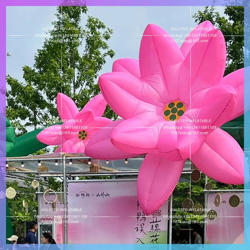 Chinese wind ancient town commercial Inflatable simulation lotus air model street facade decorative lighting advertising