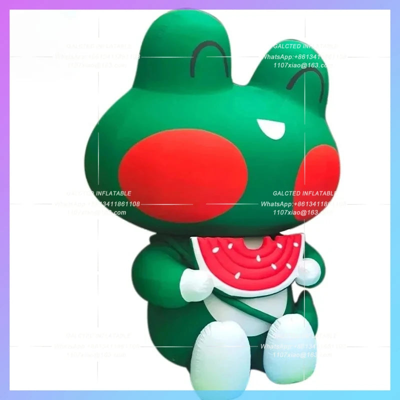summer theme custom Inflatable watermelon frog air model IP Camping Farm Bazaar bar stage interactive lighting props
