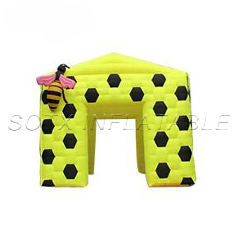 Wedding Decoration Giant Inflatable Bee Photo Booth Cartoon Bee Tent Inflatable Cube Tent with 2 Bees for Event Party