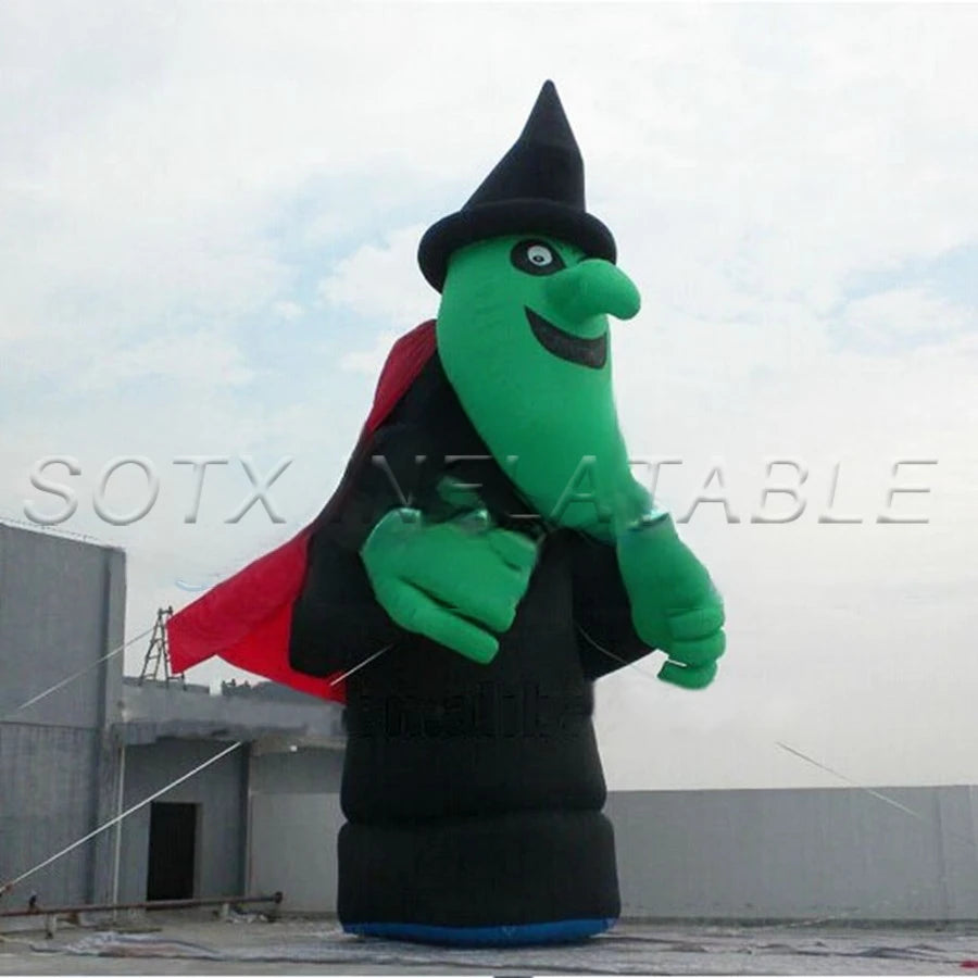 Event Decoration 13ft Tall Inflatable Green Face Halloween Witch Cartoon Giant Monster For Holiday