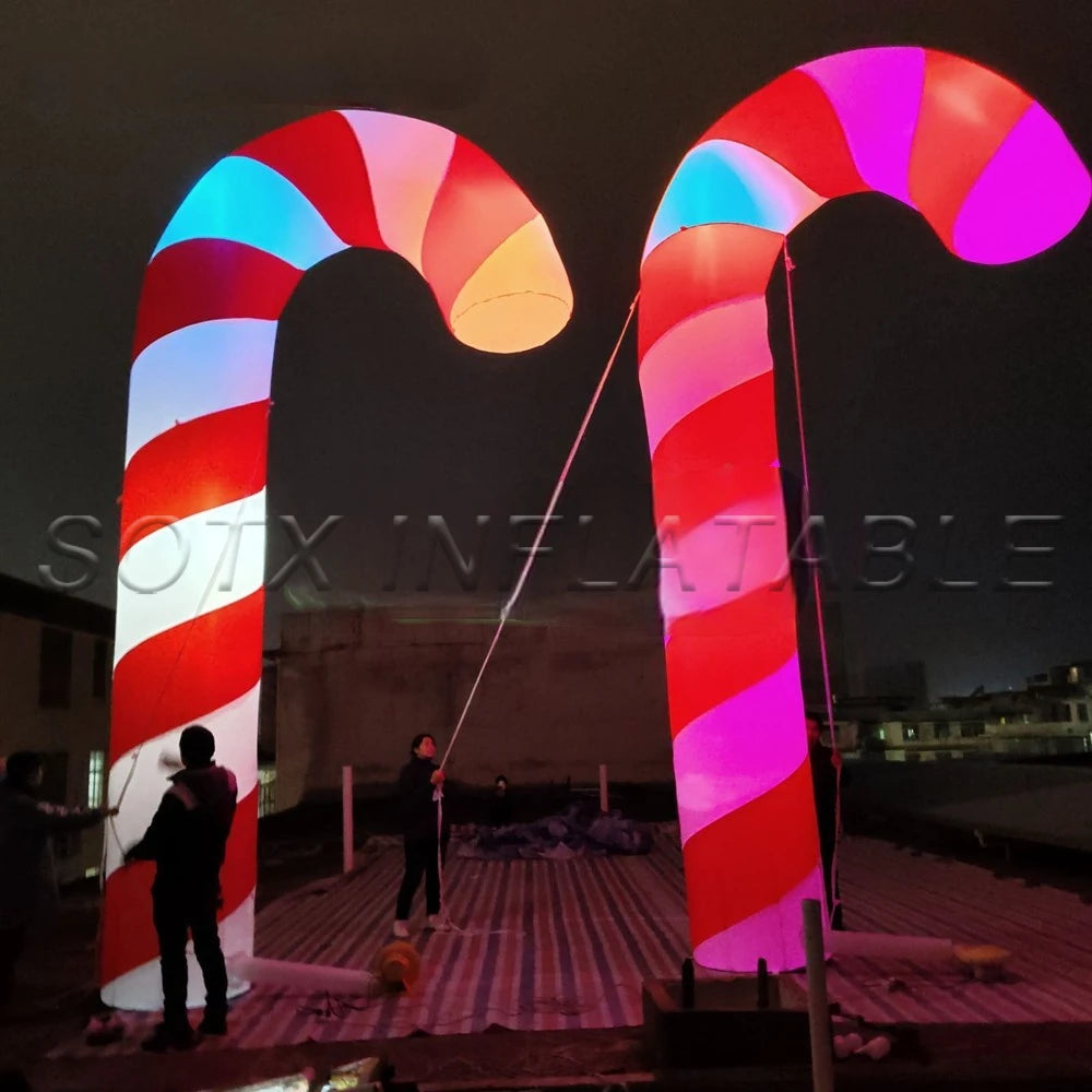 Party Event Decoration Giant 6 Meter High Inflatable Candy Cane with Led Lights Christmas Ornaments for Christmas for