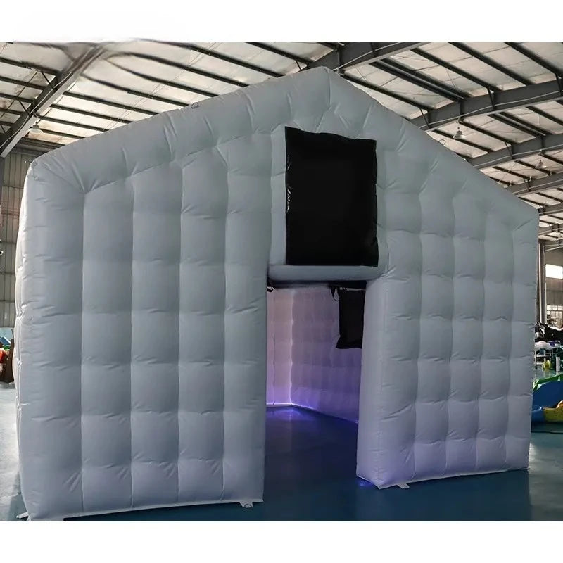 Show Business Decor LED Inflatable Air Cube Tent Inflatable Black Tent House Disco Light Nightclub Tent for Party Event