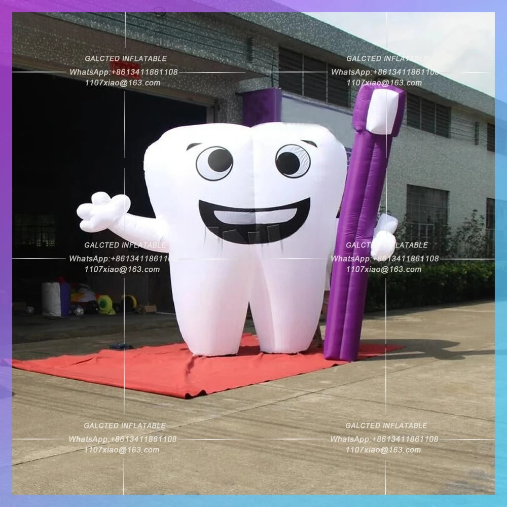 Inflatable Tooth Cartoon Model Dental Giant Inflatable Tooth Balloon With Blower And Toothbrush For Outdoor Advertising