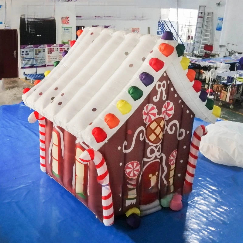 Christmas Customized Inflatable 2.7x2.7x3 Meters Inflatable Blow Up Candy House Xmas Villa For Christmas Party/Outdoor Display