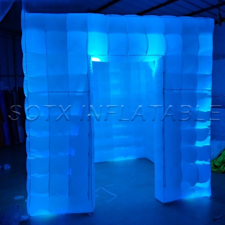 Party and Events 2.4m Cubic Shape Photo Selfie Tent Inflatable Photo Booth Props Led Lighting Tent for