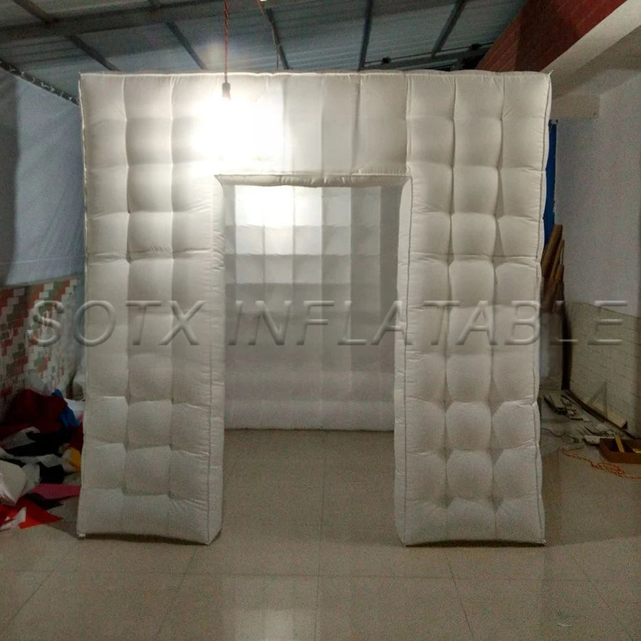 for DJ Entertainments Factory Sale Custom Advertising RGB Led Inflatable Tent Cubic Booth with door/window Free logo