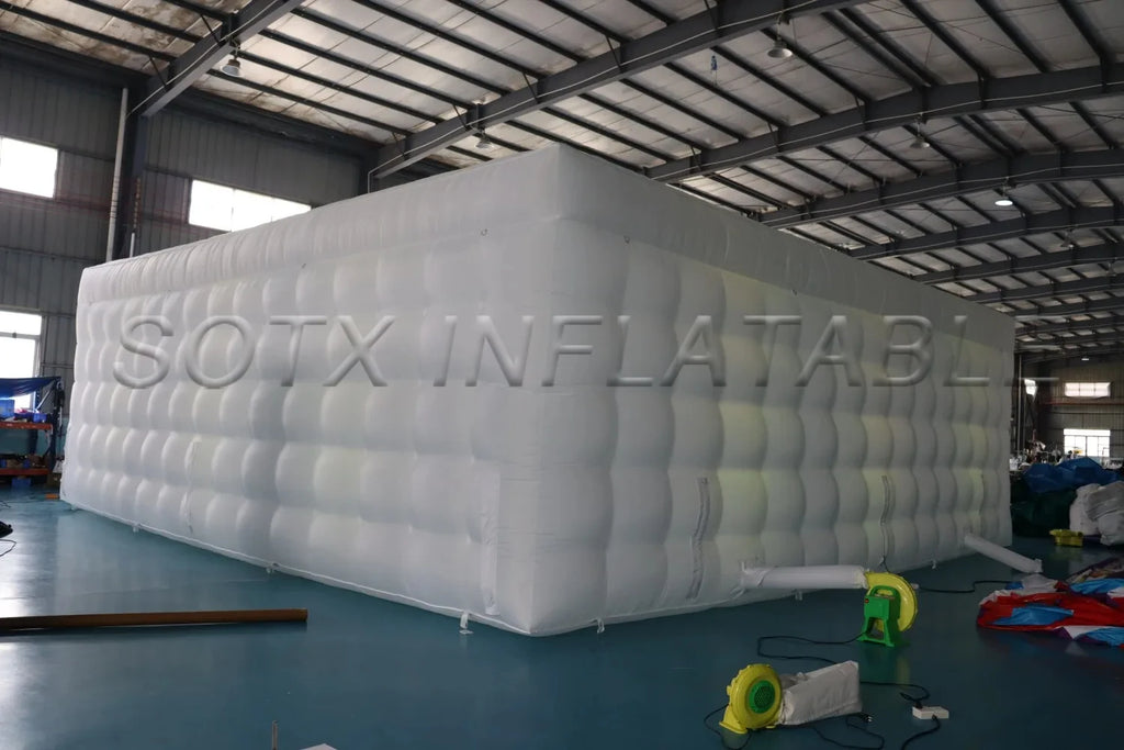 Exhibition Promotion 10x10m Giant Inflatable Lighting Tent Inflatable Marquee Cube Tent with Light for Advertising Event