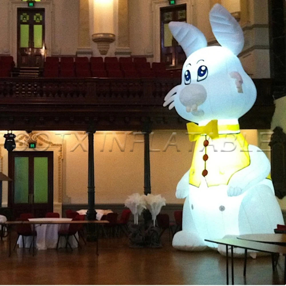 LED For Event Commercial Outdoor Inflatable Easter Bunny Cartoon white/pink inflatable rabbit Advertising Rabbit Balloon with