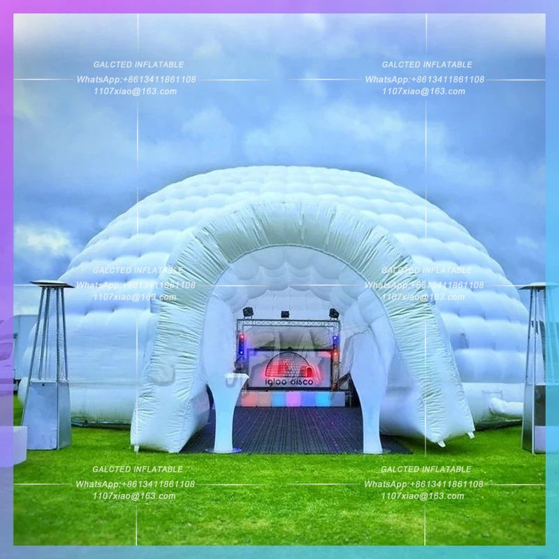 Inflatable Dome Tent With Led 10m 80persons Striking Oxford Outdoor Strips Disco Igloo Party Wedding House Air Marquee For Event