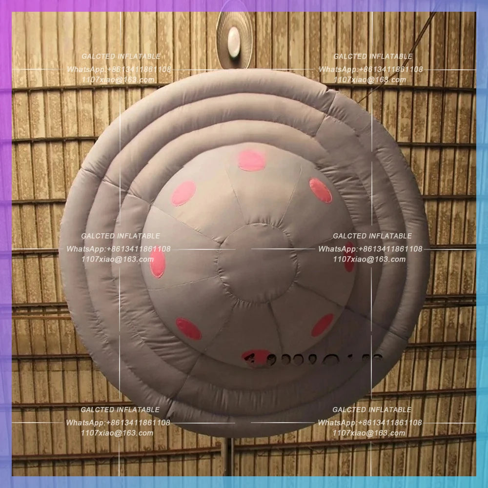 Inflatable UFO with LED Lights Hanging Grey  Inflatable Flying Saucer Alien Spaceship for Party Event Decoration or Advertising
