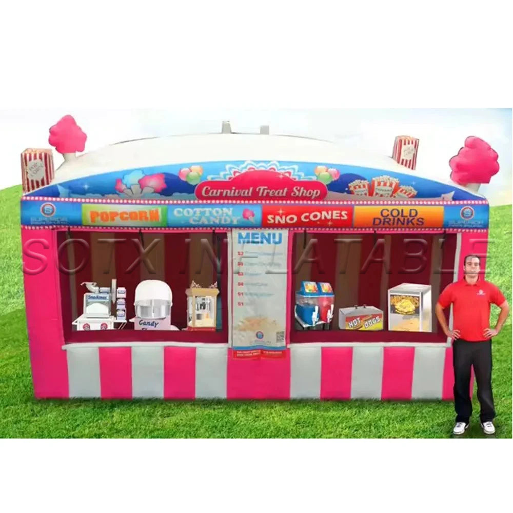 Store For Advertising Pink Inflatable Concession Stand Portable Carnival Inflatable Treat Shop Tent Stand Booth Candy Popcorn