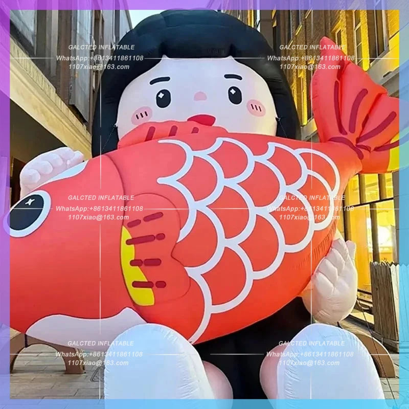 Lucky Girl this Chinese New Year shopping Inflatable Koi Girl Air Model mall in Chinatown lighting layout atmosphere