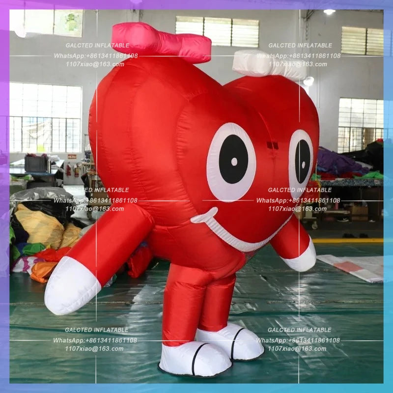 Inflatable Heart Mascot Walking Costume Inflatable Valentine's Day 2.4 Meters Height  For Event Party Decoration Toys
