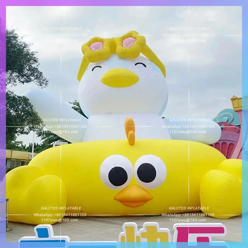 yellow duck air model children's Inflatable cartoon swimming circle sunglasses Park Water World Theme Beach Bazaar Party