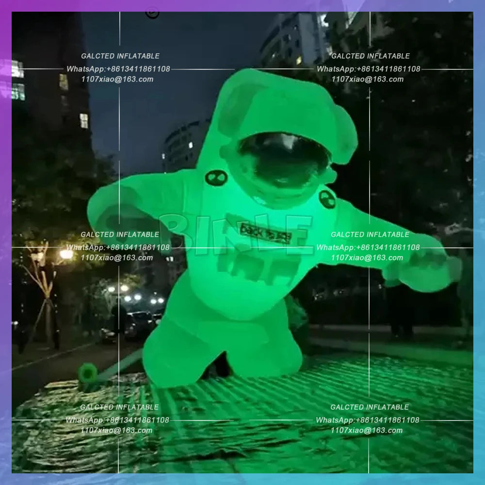 Inflatable Alien Astronaut Spaceman Characters Advertising Giant  With LED Lights Flying Space Man For Party Decoration