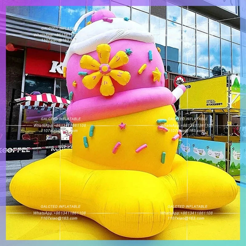 semi-melted state summer beach Inflatable ice cream cone model  music festival stage bar nightclub lighting props