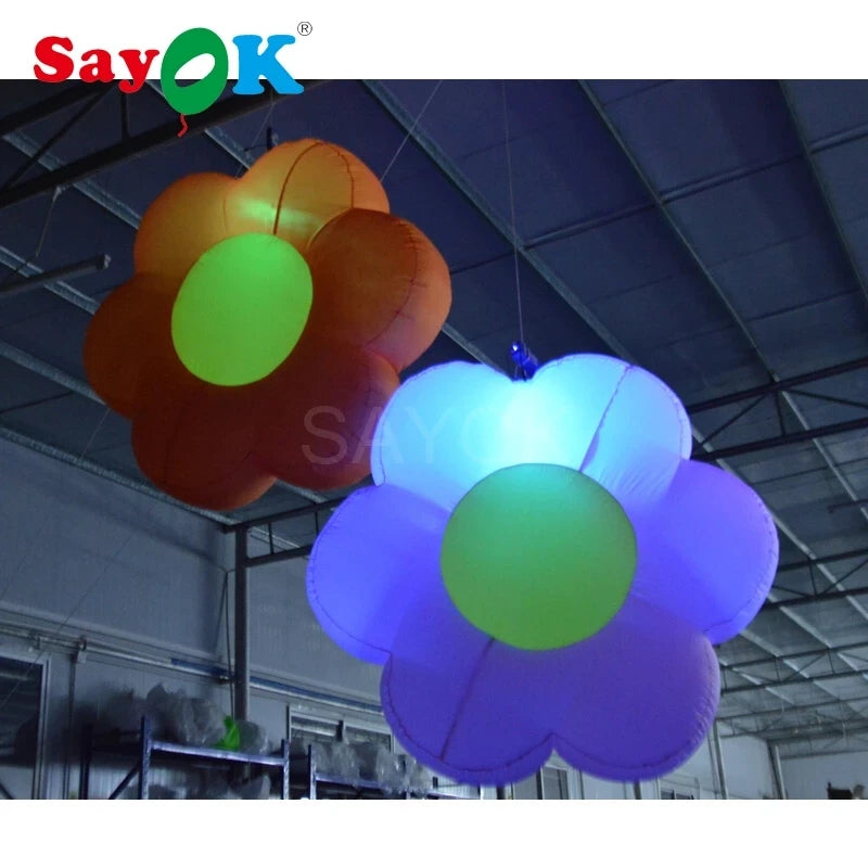 Inflatable Flower Decoration Giant Inflatable Hanging Flower with Remote Controller Air Blower for Show Bar Advertising