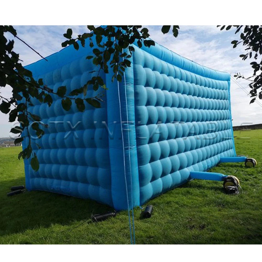 For Event Business/Pr Outdoor Fancy Blue Inflatable Air Cube Tent With 2 Doors Portable Blow Up Party Wedding House With Blower