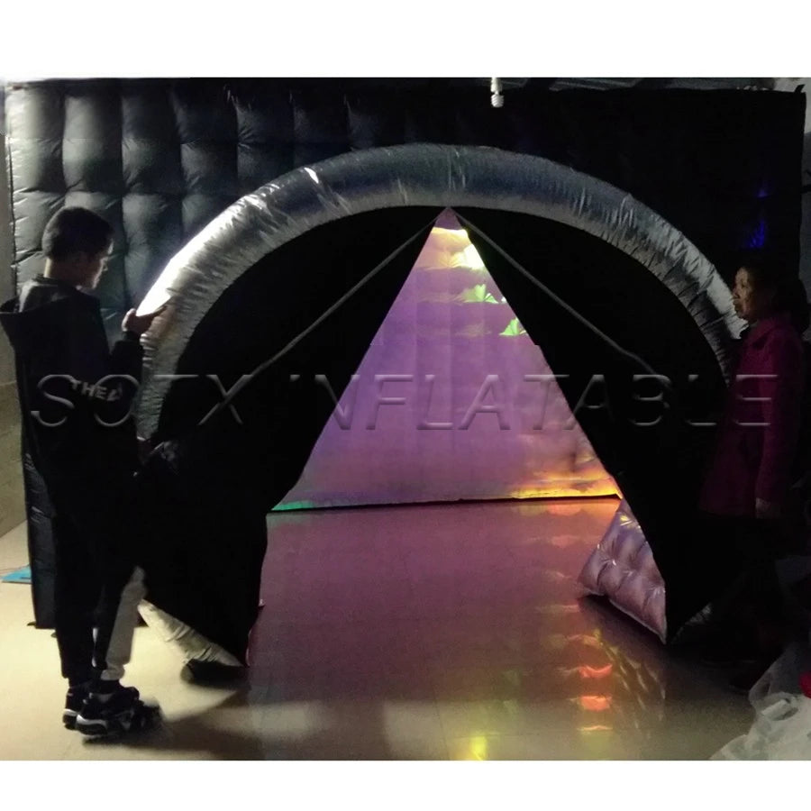 with free Blower 2023 New Design Camera Shaped Photo Booth with Led Inflatable Photo Canopy Photo Backdrop