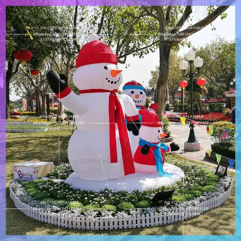 2.2x1.6x2.5mH Outdoor Christmas Inflatable Snowman Family Model Inflatable Inflatable Toys For Sale-Toys