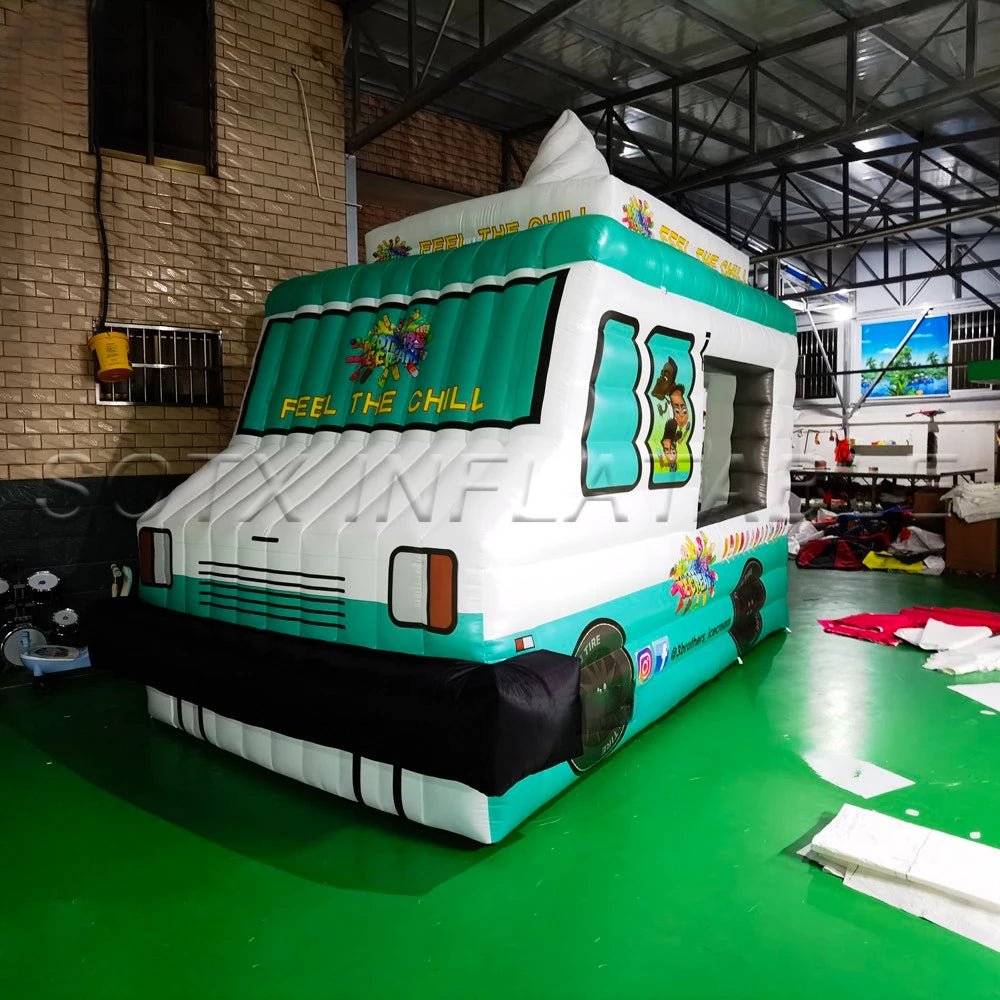 Commercial Event Custom Inflatable Ice Cream Truck Concession Stand Tent Popcorn Coffee Sales Kiosk Booth Car For Advertising