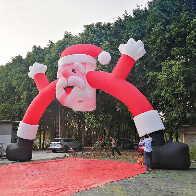 Christmas Outdoor Inflatable Decorations Large 8-12 Meters Wide Inflatable Santa Claus Arch Christmas Cartoon